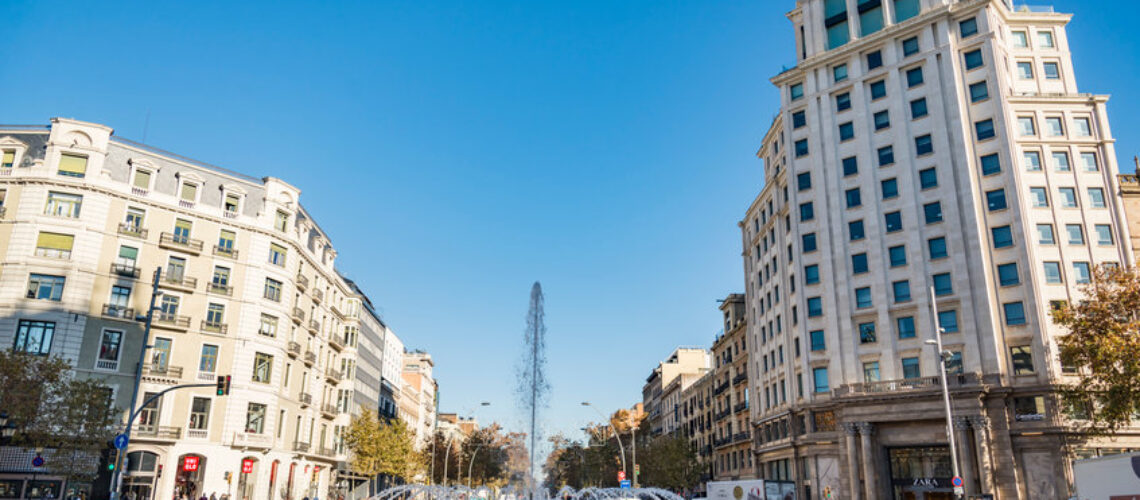 BARCELONA, SPAIN- DECEMBER 19, 2018: Old styled Building in downtown Barcelona, on December 19, 2018 in Barcelona Spain